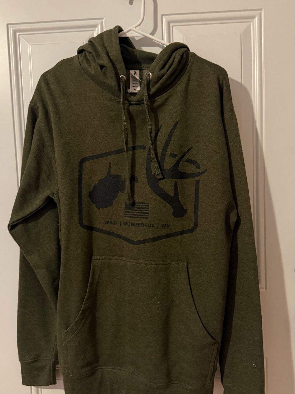 Men's Olive Green West Virginia Pullover Hoodie with Graphic